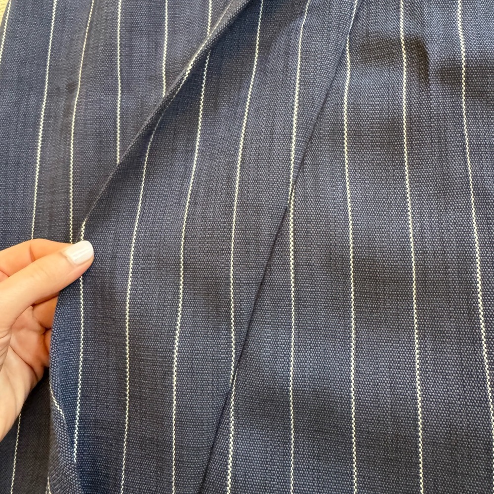 Cefinn Layla Wrap Navy Pinstripe Midi Skirt Size US8 - Picture 6 of 10